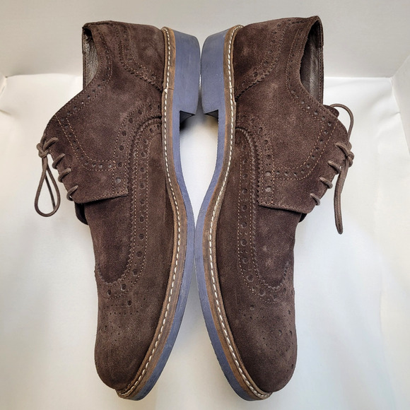 Otisopse Men's Italian Made Oxfords Leather Suede Shoes Brown US 12 - EU 45 - Picture 6 of 16